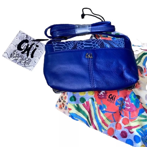 CHI Carlos Falchi Snakeskin Look-Leather CrossBody Purse Handbag VTG  W/Dust bag - Picture 3 of 10